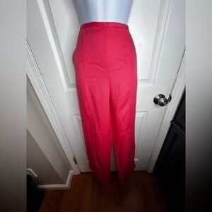 Ann Taylor Women’s 2 Pink Linen Woven Wide Leg Trouser Dress Pants XS Office